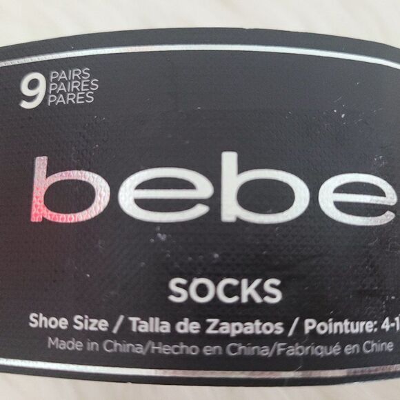 NWT Bebe Ankle Socks Black Set of 9 Pairs Size 4-10 - 74 - Picture 4 of 4